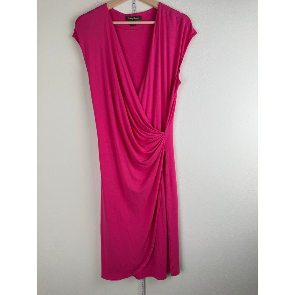 Tommy Bahama Tambour Faux Wrap Jersey Dress Bright Pink Medium - Picture 6 of 12